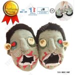 Chaussons peluche zombie voraces - td - gris - tige en coton - semelle antidrapante