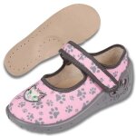 Les chaussons roses pour enfants avec une semelle en cuir chaussons pour filles weronika le chaton de ...