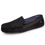 Isotoner chaussons en su�dine semelle gomme noir / tartan homme