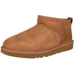 Chaussons - ugg - ultra mini classiques - marron - doublure en laine et patch de marque sur le talon