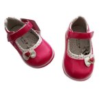 Chaussures bb fille - babies - saloms - cuir verni - rose vif - motif coeur - pointure du 21 au 26 ...