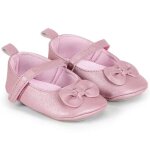 Chaussures - b�b� - ballerines - cuir - rose - paillet� - motif - noeud - pointure 15 / 16 et 17 / 18 ...