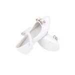 Chaussures enfant fille - ballerines - crmonie - cuir - blanc verni - motif noeud - pointure du 26 ...