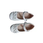 Chaussures enfant fille - ballerines - crmonie - cuir - blanc ivoire - motif fleurs - taille du 19 ...