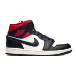 Chaussures de basket - ball nike air jordan 1 mid blancnoirrouge - femme / adulte - respirant