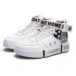 Chaussures de basket pour hommes baskets montantes en cuir chaussures dcontractes blanc