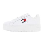 Chaussures basses cuir ou simili tjw flatform ess - tommy jeans - blanc - femme - lacets - compens