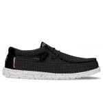 Chaussures bateau hey dude wally sport mesh pour homme - noir - lacets - dessus textile