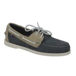 Chaussure bateau sebago dockside en daim bleu marine et gris - homme - taille 41 1 / 2