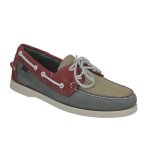 Chaussure bateau sebago dockside en daim marine beige et rouge - homme - textile