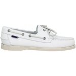 Chaussures bateaux - sebago - docksides portland - blanc - cuir - semelle caoutchouc