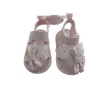 Chaussures b�b� fille - sandales - souple - cuir pu - rose - motif noeud - tailles 0 / 6 et 6 / 12 mois ...