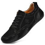 Chaussure casual sport homme - cuir noir - semelle matelasse respirante - sneaker mocassin homme