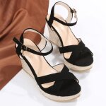 Chaussures compenses  la mode pour femmes sandales dt  plateforme  talons hauts noir