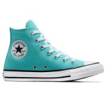 Chaussures converse chuck taylor all star hi - bleu - lacets - plat - textile - mixte