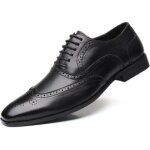 Chaussures en cuir pour hommes grandes tailles - wj05211008s03 - noir