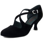 Chaussure de danse pour femme - rosso latino - charleston - daim souple noir - talon 6cm