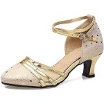 Chaussure de danse latine femme en cuir talon 5. 5cm semelle souple mailles respirantes extrieur pour ...