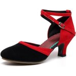Chaussures de danse latine pour femmes - marque - modle - talon 5cm - boucle ajuste - noir rouge