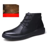 Chaussures dcontractes de moto en cuir rtro pour hommes - ay? - noir