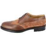 Chaussure derby homme - cuir lisse et daim cognac - forme élancée - doublure en cuir de vachette - marron ... Chaussure derby homme - cuir lisse et daim cognac - forme élancée - doublure en cuir de vachette - marron ...