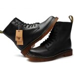 Chaussures dhiver - martin - bottes courtes - cuir véritable - talon épais - noir Chaussures dhiver - martin - bottes courtes - cuir véritable - talon épais - noir
