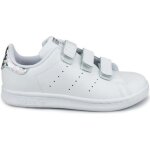 Chaussure enfant adidas stan smith cf c - blanc - fermeture lacets et bandes - tige en cuir