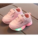 Chaussures enfants lumineuses - ecelen - luminous - rose - fille - bb - scratch - plat