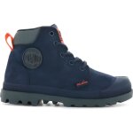 Chaussures enfant palladium pampa hi cuff wp oz - bleu marine / noir - cuir - impermable - lacets