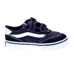Vans brooklyn ls - chaussures enfant mixte noir / blanc en cuir et toile fermeture scratch semelle souple ...