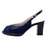 Chaussures femme - cinzia soft - su�dine bleu fonc� - talon 7 cm - boucle de serrage