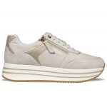 Chaussures femme - geox kency - cuir - lacets - beige
