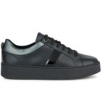 Chaussures femme geox skyely - cuir noir - lacets - talon plat