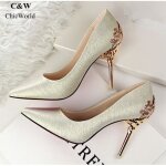 Chaussure femme - nouveau mode corenne - mtal sculpt - talons hauts - rouge et or