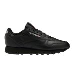 Chaussures femme reebok classic leather noir - dessus en cuir - talon plat - lacets