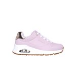Chaussures femme - skechers - uno - rose - lacets - synthtique