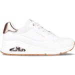 Chaussure femme - skechers - uno shimmer away - blanc - synthtique - talon compens