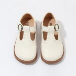 Chaussures pour filles plates antidérapantes en cuir blanc - enfants bébés et tout - petits Chaussures pour filles plates antidérapantes en cuir blanc - enfants bébés et tout - petits