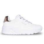 Chaussures pour fille - skechers - uno lite - metallic mode - blanc - lacets - plat