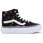 Chaussures pour fille - vans - filmore hi platform - semelle plateforme - textile - lacets