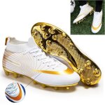Chaussures de football crampons professionnel spike chaussure de foot antidrapant pour unisexe or blanc ...