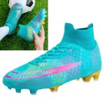 Chaussures de football - zgeer - high top - antid�rapantes - crampons moul�s - bleu