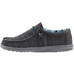 Chaussures homme hey dude wally sox charbon - mocassin en textile - coupe large - semelle ridgelight