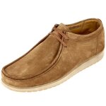 Chaussure homme mocassin avec lacet en cuir daim cognac