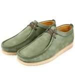 Chaussure homme mocassin avec lacet en cuir vert nubuck Chaussure homme mocassin avec lacet en cuir vert nubuck