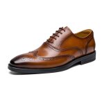 Chaussures � lacets en cuir derby mariage oxford business brogues - marron - homme