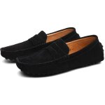 Chaussure mocassins homme - suede classic oxford - cuir noir - lacets ronds - talon plat