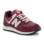 Chaussures - new balance - 574 cerise - homme - adulte - rouge - cuir - plat - lacets