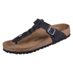 Chaussures plates birkenstock gizeh en cuir noir pour femme adulte Chaussures plates birkenstock gizeh en cuir noir pour femme adulte