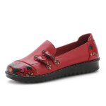 Chaussures plates rétro chaussures en cuir de printemps mocassins pour femmes jiushengti? - rouge Chaussures plates rétro chaussures en cuir de printemps mocassins pour femmes jiushengti? - rouge